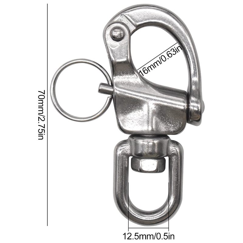Generic CHENKEE Snap Swivel Shackle, 2 pcs Heavy Duty Snap Shackle Stainless Steel Swivel Eye Snap Shackle Quick Release Marine Swivel Shackle D links Hook Shackle Clip for Sailboat Sandbag and Industry  - Image 2