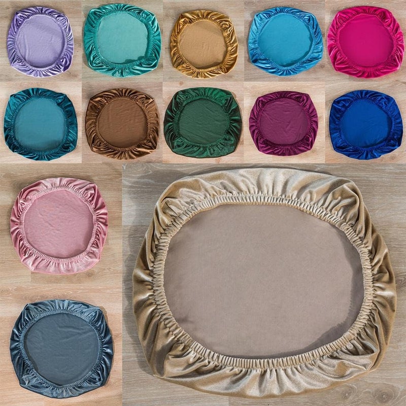 klarako Stretch Velvet Dining Room Chair Seat Cover Slipcovers Wedding Party Decor  Khaki - Image 2