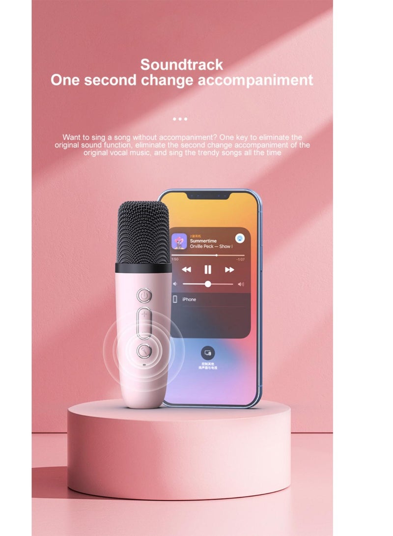 مجموعة واحدة من سماعات البلوتوث اللاسلكية مع ميكروفون ، وضبط صوت هاي فاي عالي الجهير ، يدعم بطاقة TF / صندوق صوت لاسلكي لتشغيل كابل Aux (وردي) - Image 2