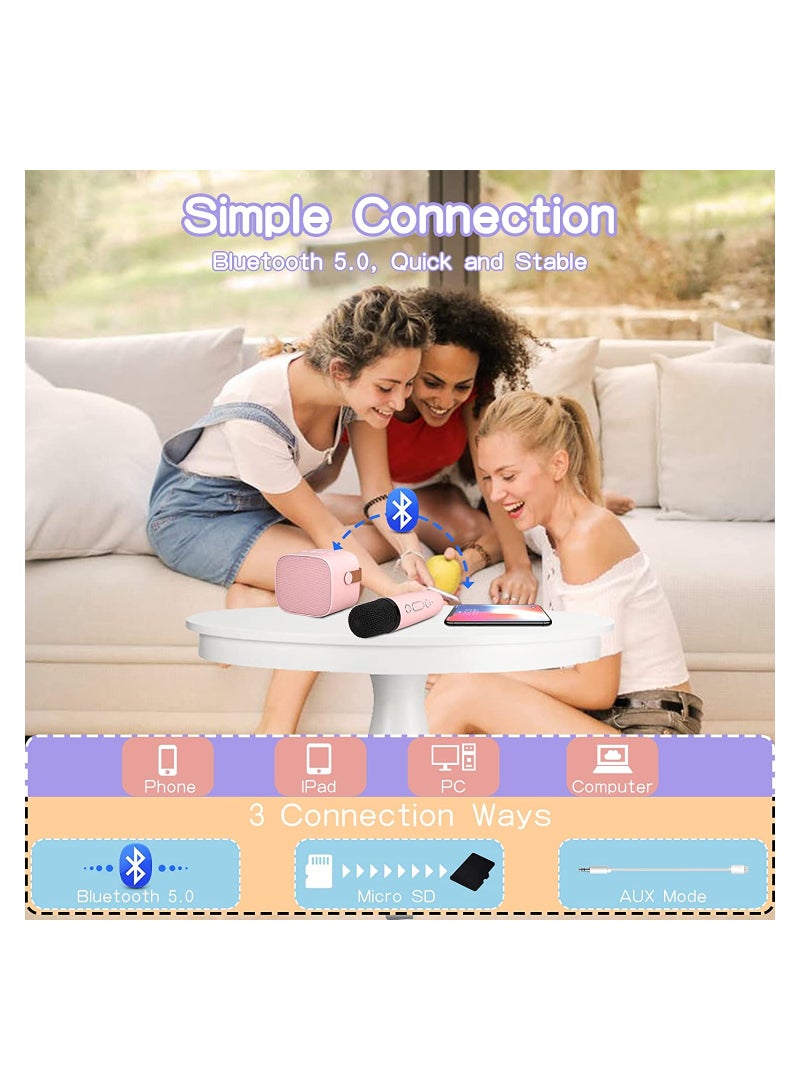 مجموعة واحدة من سماعات البلوتوث اللاسلكية مع ميكروفون ، وضبط صوت هاي فاي عالي الجهير ، يدعم بطاقة TF / صندوق صوت لاسلكي لتشغيل كابل Aux (وردي) - Image 5