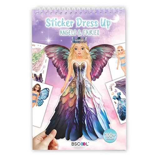 BSCOOL Sticker Dress up Fairies and Angels Sticker Activity Book for Kids Learn to Dress up Fairies and Angels with Guide for Kids 5 and up Girls Fashion Paper Dolls - Image 1