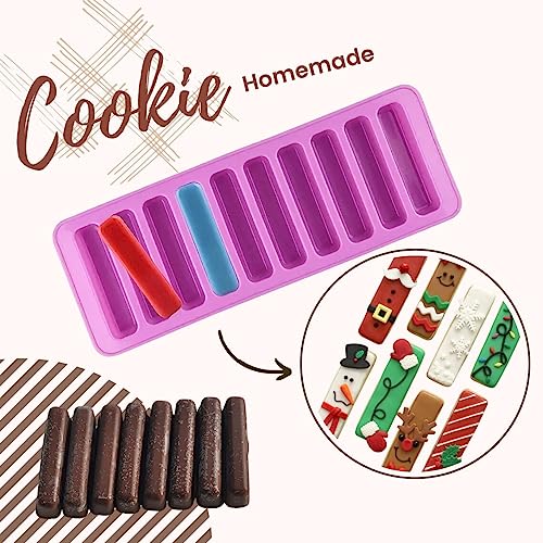 MoldBerry 10 Cavity Kitkat Chocolate Mould Silicon Long Stick ice Cube Tray chocloate Resin Candle Mould DIY Kitchen Baking Candy Stick kitkat Mould Oblong Chocolate Crackers - Image 3