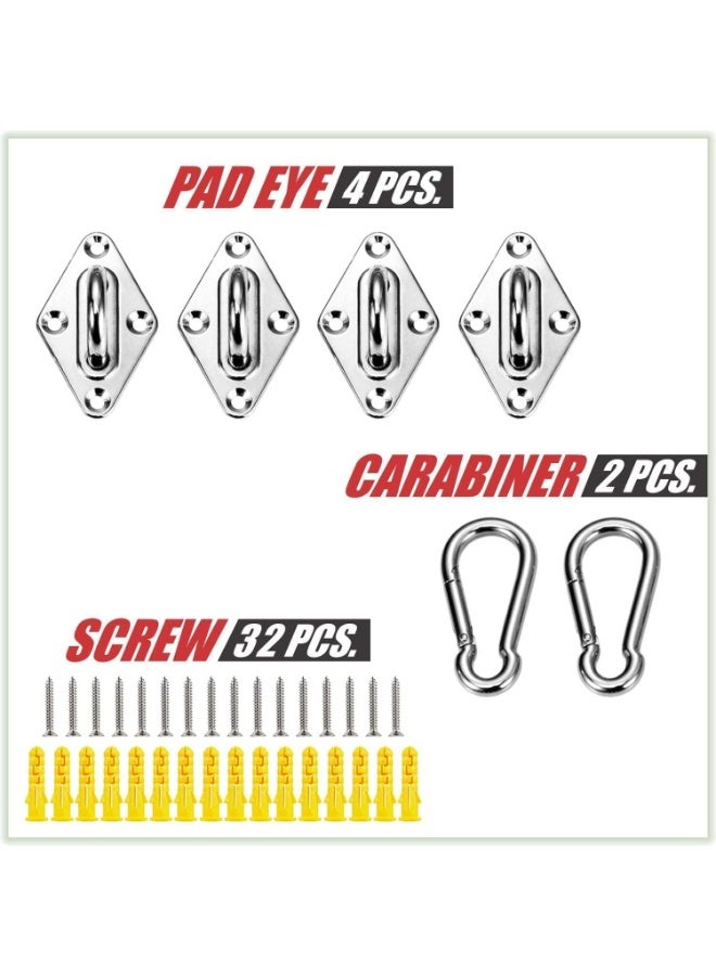 Zarmanuae Upgraded 44PCs Sun Shade Sail Fixing Kit, Shade Sail Hardware Kit 4mm Thick Stainless Steel Ropes for Triangle Rectangle Sun Shade Sail Installation - Image 5