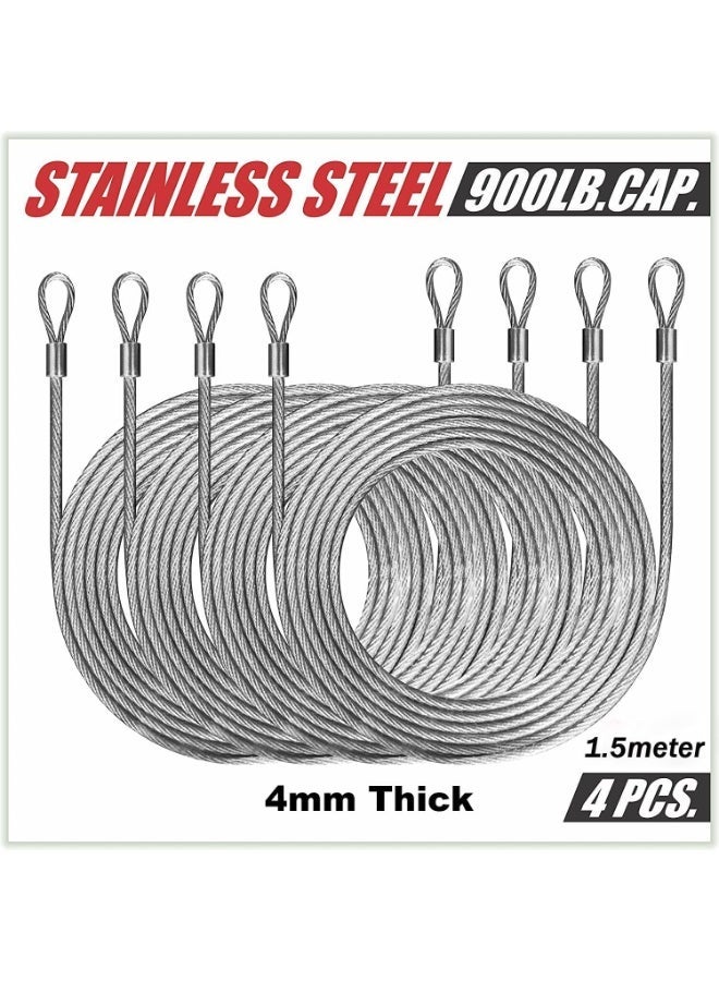 Zarmanuae Upgraded 44PCs Sun Shade Sail Fixing Kit, Shade Sail Hardware Kit 4mm Thick Stainless Steel Ropes for Triangle Rectangle Sun Shade Sail Installation - Image 2