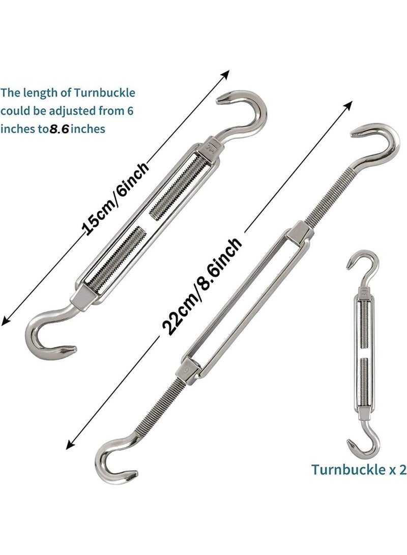 Zarmanuae Upgraded 44PCs Sun Shade Sail Fixing Kit, Shade Sail Hardware Kit 4mm Thick Stainless Steel Ropes for Triangle Rectangle Sun Shade Sail Installation - Image 3