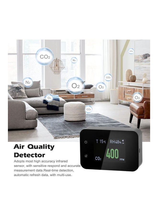 NIBEMINENT Household Air Quality Carbon Dioxide Detector White 9.00 x 9.00cm - Image 2