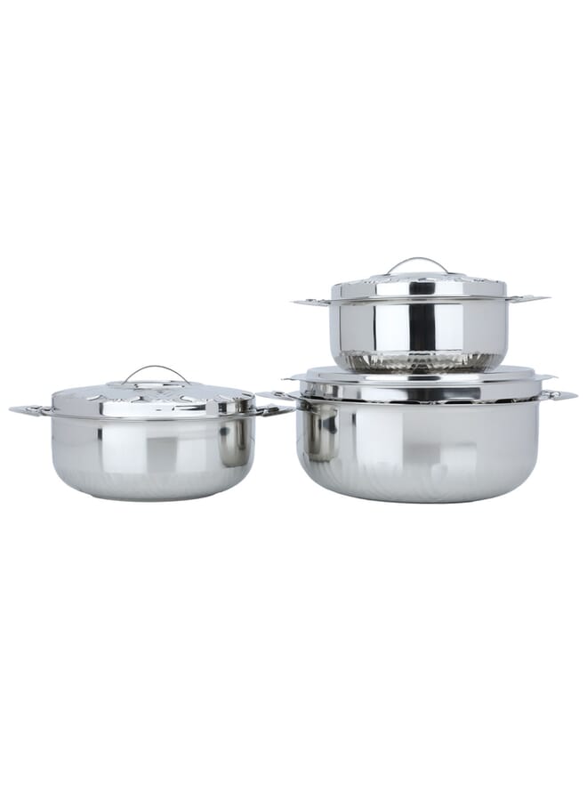 Alsaif Gallery Al Saif Gallery Steel Containers Set, 3 Pieces, 2.5+3.5+5 Liters - Silver - Image 1