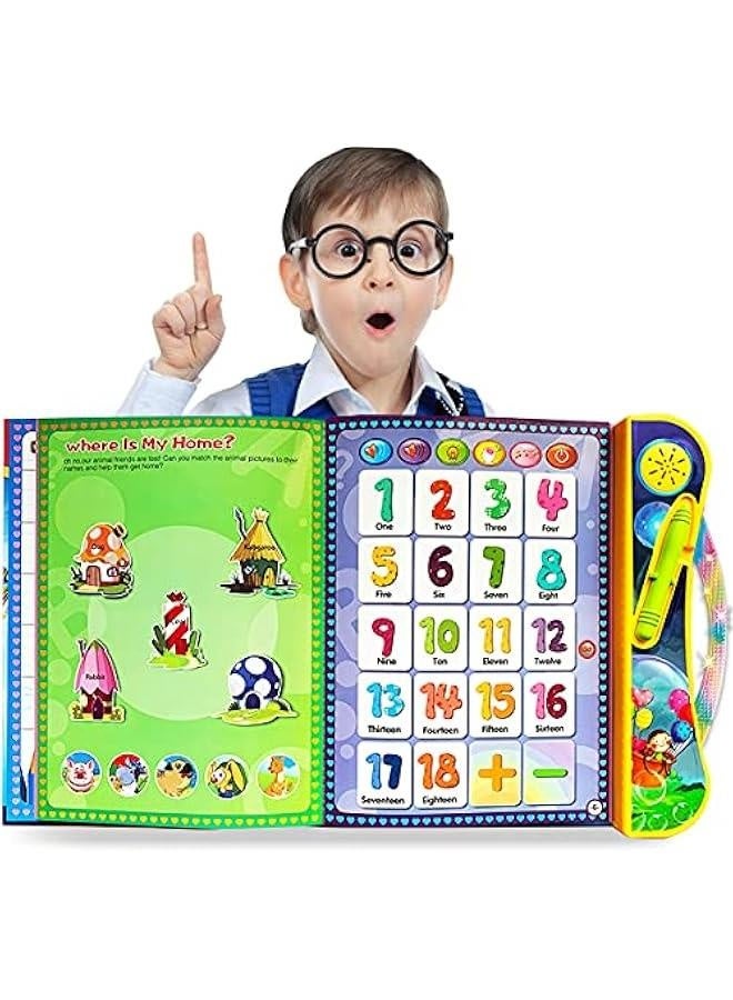 كتب صوتية تفاعلية إلكترونية للأطفال الصغار لتعلم الأبجدية والأرقام والحيوانات والموسيقى والألعاب، ألعاب تعليمية للأطفال في سن 3 و4 و5 و6 سنوات - Image 1