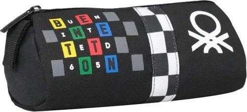 يونايتد كولورز أوف بينتيون Single Compartment Black Checkerboard Patterned Pencil Bag 03763
