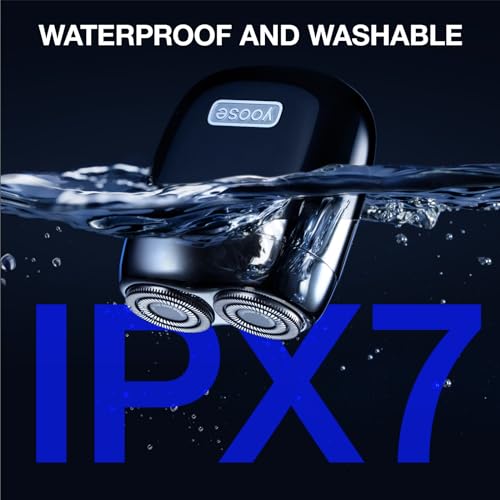 yoose Mini Electric Shaver, Alloy Portable Travel Shavers, Cordless Shaving, USB-C Rechargeable Electric Razor for Men, Dry Shave, IPX7 Waterproof, Detachable Head, Easy Cleaning, Black - Image 5