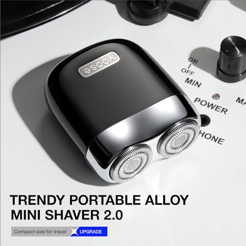 yoose Mini Electric Shaver, Alloy Portable Travel Shavers, Cordless Shaving, USB-C Rechargeable Electric Razor for Men, Dry Shave, IPX7 Waterproof, Detachable Head, Easy Cleaning, Black - Image 2