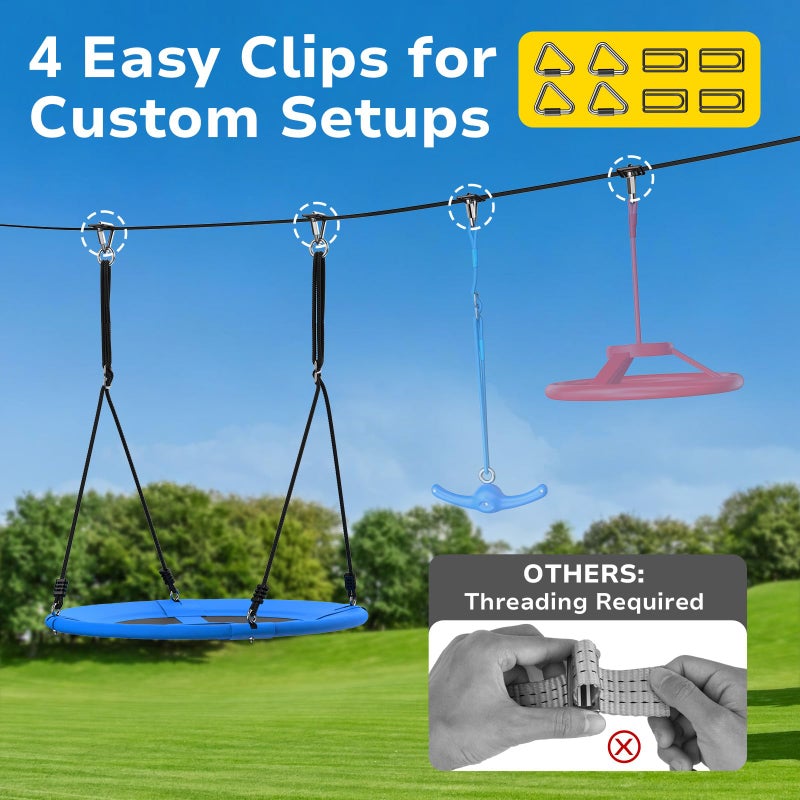 Hapfan Slackline Swing Sets for Backyard, 40" Saucer Swing Set Between Trees, Outdoor Play Equipment for Kids and Adults Backyard - Image 4