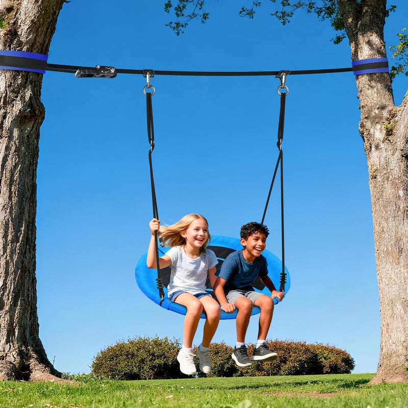 Hapfan Slackline Swing Sets for Backyard, 40" Saucer Swing Set Between Trees, Outdoor Play Equipment for Kids and Adults Backyard - Image 1