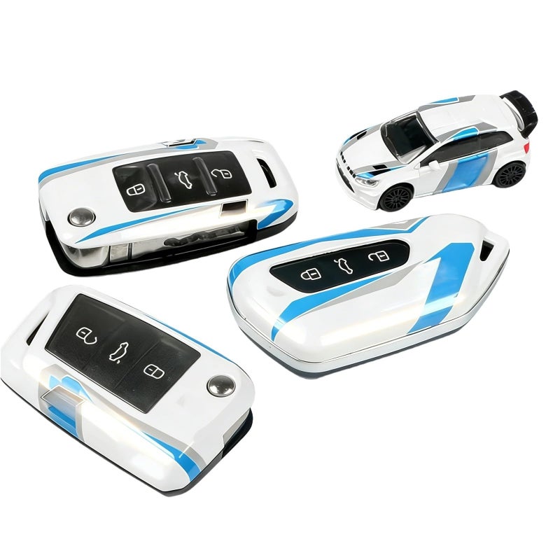 Car Key Case Full Cover Protection Shell Bag With White Chain Compatible For VW - Image 3