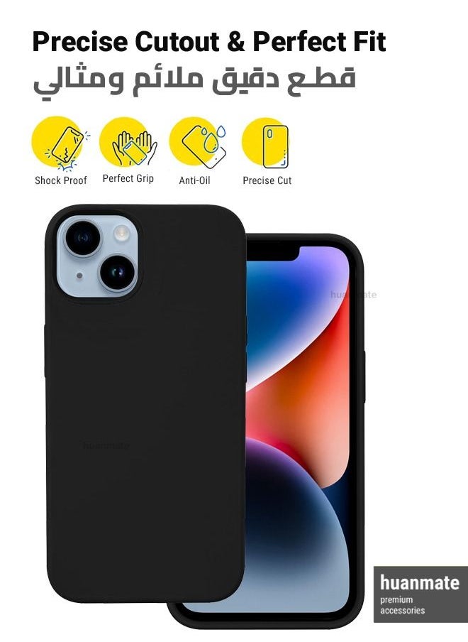huanmate - Stylish Silicone Case Cover For Apple iPhone 14 Black - Image 1