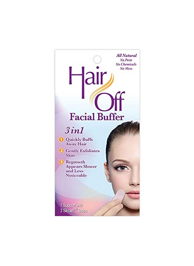 Hair off - Air Off Facial Buffer Allnatural Pain & Chemical Free Facial Hair Remover Exfoliates Skin Hair Inhibitor & Slows Regrowth Good For Travel & Touchups (3 Buffers Per Box Pack Of 1) - Image 1
