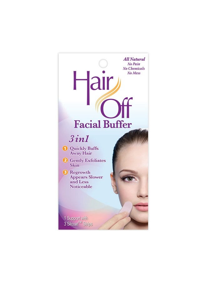 Hair off - Air Off Facial Buffer Allnatural Pain & Chemical Free Facial Hair Remover Exfoliates Skin Hair Inhibitor & Slows Regrowth Good For Travel & Touchups (3 Buffers Per Box Pack Of 1) - Image 1