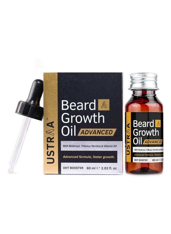 Ustraa - Beard Growth Oil Advanced-60Ml-Lab Tested To Increase Beard Growth Rate By 40%,One Of Best Beard Growth Oil Patchy Beard Issues, Redensyl & Dht Booster,No Sulphates,No Mineral Oil - Image 1