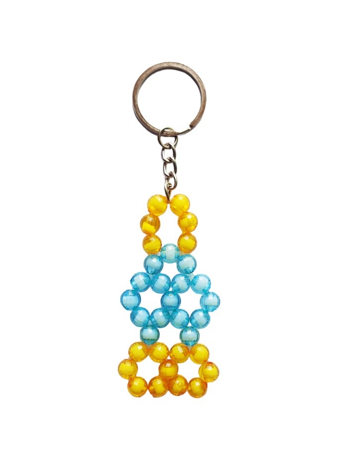 Generic Key Chain or Bag Accessory Shape of Lantern Handmade with Crystal Beads - Yellow and Baby Blue