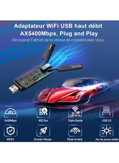 جنرال محول شبكة بيسليت WLAN 6E سرعة 5400 ميغا بت/ث للكمبيوتر، محول يو اس بي 3.0، شبكة WLAN ثلاثية النطاقات 6GHz/5.8GHz/2.4GHz، سوكت WLAN، محول واي فاي لويندوز 10/11، WPA3/MU-MIMO، OFDMA، إدخال ولعب.  - Image 2