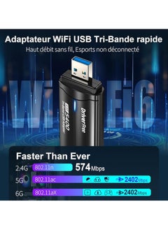 جنرال محول شبكة بيسليت WLAN 6E سرعة 5400 ميغا بت/ث للكمبيوتر، محول يو اس بي 3.0، شبكة WLAN ثلاثية النطاقات 6GHz/5.8GHz/2.4GHz، سوكت WLAN، محول واي فاي لويندوز 10/11، WPA3/MU-MIMO، OFDMA، إدخال ولعب.  - Image 3