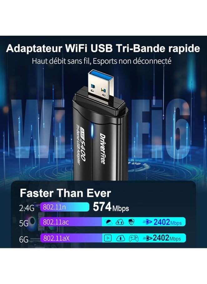جنرال محول شبكة بيسليت WLAN 6E سرعة 5400 ميغا بت/ث للكمبيوتر، محول يو اس بي 3.0، شبكة WLAN ثلاثية النطاقات 6GHz/5.8GHz/2.4GHz، سوكت WLAN، محول واي فاي لويندوز 10/11، WPA3/MU-MIMO، OFDMA، إدخال ولعب.  - Image 3
