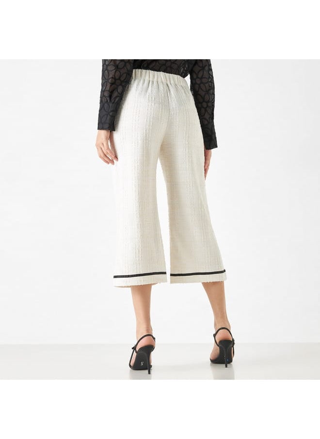 Iconic Textured Tweed Flared Pants with Tape Detail and Elasticised Waistband  - Image 3