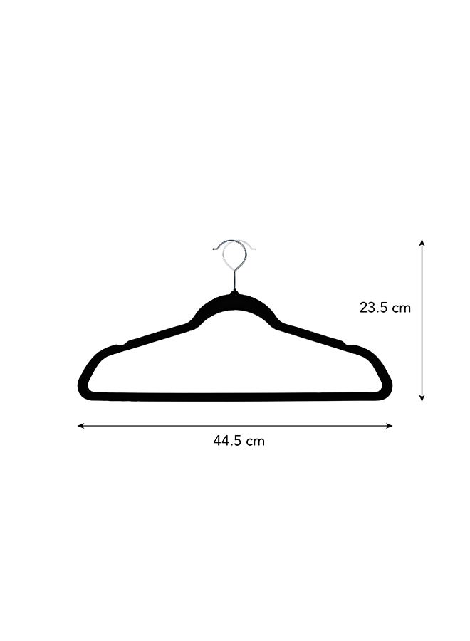 Noon East Pack of 2 - 20 Piece Non-Slip Ultra Slim Velvet Hanger, Set Made In Sturdy Material For Closet Organization in Black, 44.5x23.5cm - Image 3