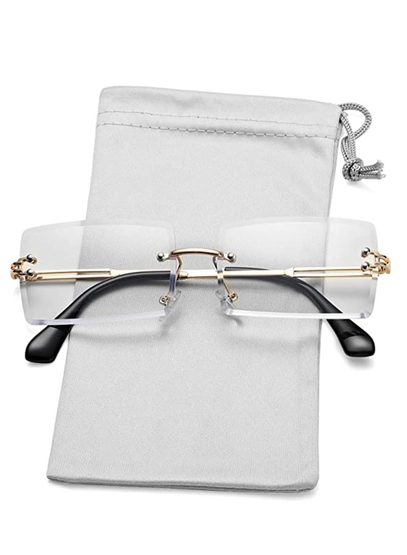 SOLARAE Rimless Rectangle Sunglasses for Men Women Small Square Shade Eyewear Vintage Retro Metal Frame - Image 3