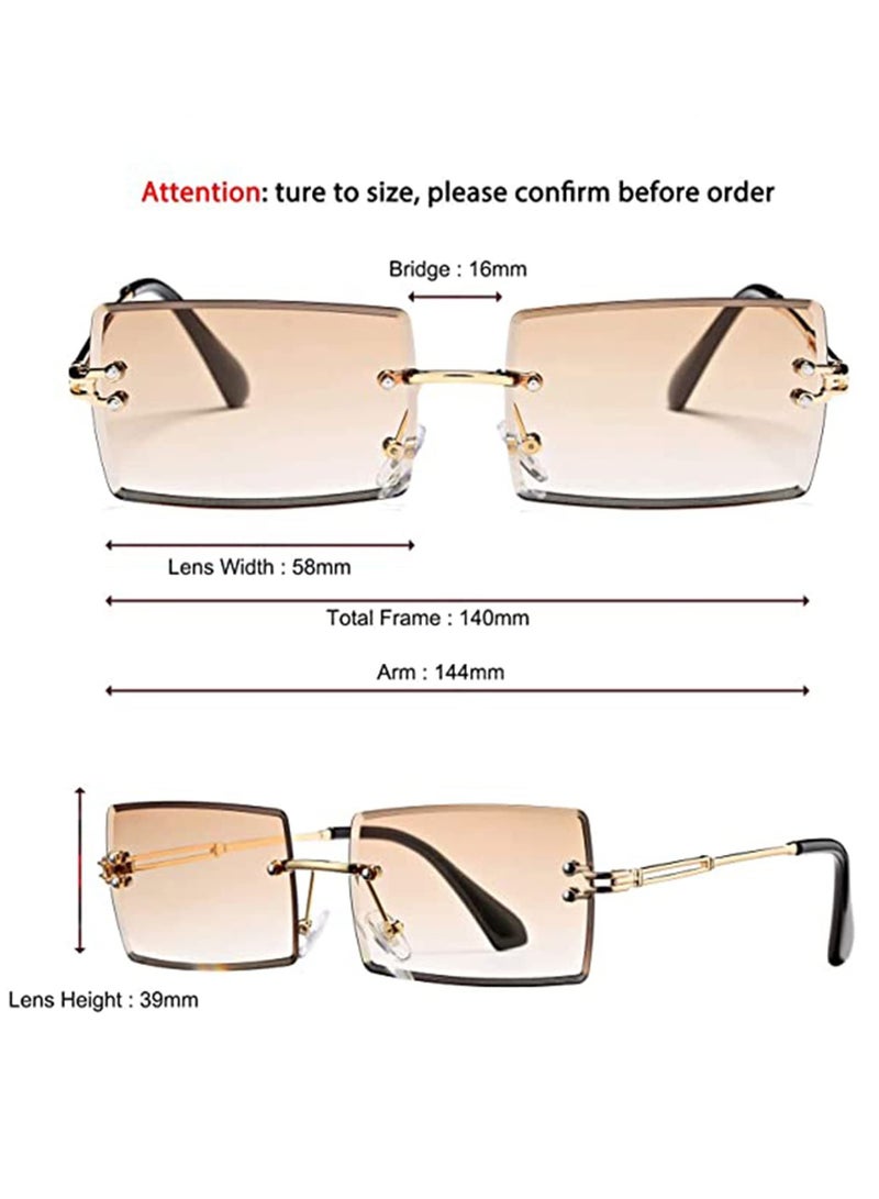 SOLARAE Rimless Rectangle Sunglasses for Men Women Small Square Shade Eyewear Vintage Retro Metal Frame - Image 2
