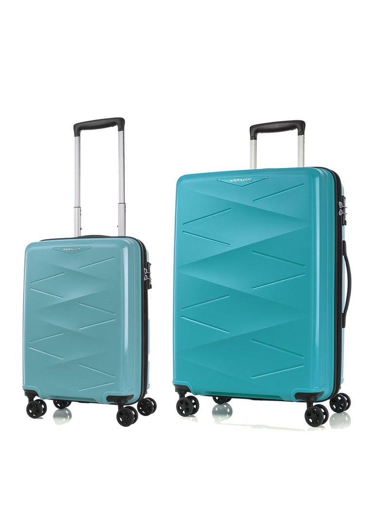 TRIPRISM Luggage, 2pc Set, Hard  Spinner, Large + Carry-on, Combination Locks, AQUA