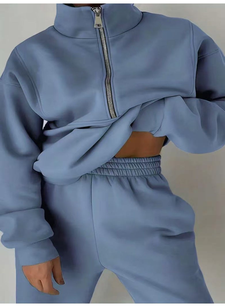 general Himosyber Women Sweatsuits Half Zip Fleece Sweatshirt and Pant 2 Piece Joggers Set Tracksuit - Image 2