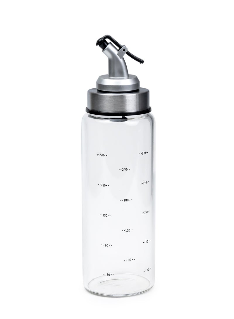 كويزين أرت زجاجة زيت زجاجية 250 مل مع مقياس من الستانلس ستيل مانعة للتسرب مع فوهة قابلة للقلب تلقائيًا - Image 2