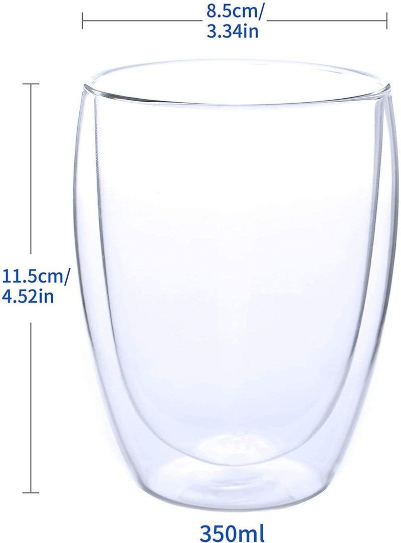 Ramkuwar with device of R Double-Wall Thermal Insulated Glass Coffee Mug for Tea Beer Juice Cappuccino 350ML Clear Glass Coffee Mugs for Hot & Cold Drinks (Pack of 2) - Image 2