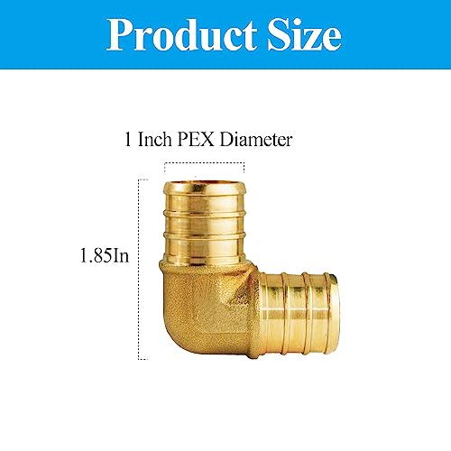 WiseWater 8 Pcs PEX Fittings 1 Inch 1 Inch 90 Degree Elbow PEX Fittings Brass Barb Crimp PEX Pipe Fitting for PEX Pipe Plumbing Projects Pack of 8 - Image 3