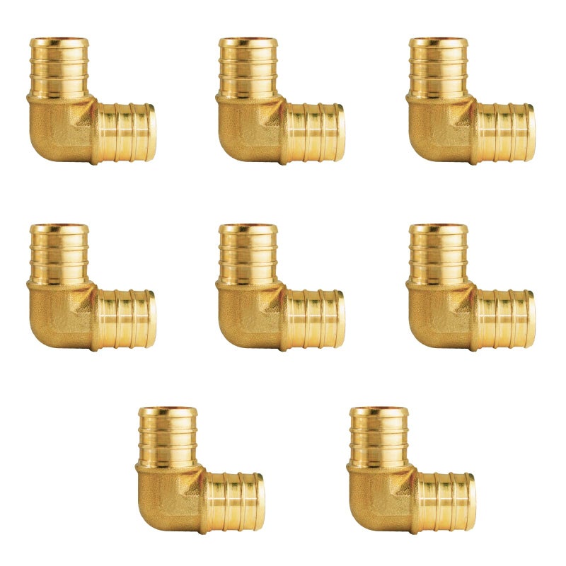 WiseWater 8 Pcs PEX Fittings 1 Inch 1 Inch 90 Degree Elbow PEX Fittings Brass Barb Crimp PEX Pipe Fitting for PEX Pipe Plumbing Projects Pack of 8 - Image 2