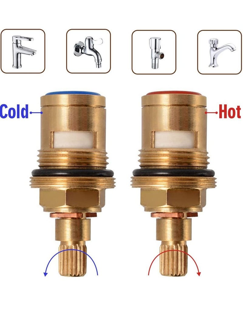 Brass Bathroom Sink Faucet Valve Stem, 2Pcs Hot, and Cold Ceramic Disc Stem Valve Repair Bathroom Faucet Stem Cartridge Replacement - Brass Kitchen faucet Cartridge Replacement for Kitchen Sink - Image 5