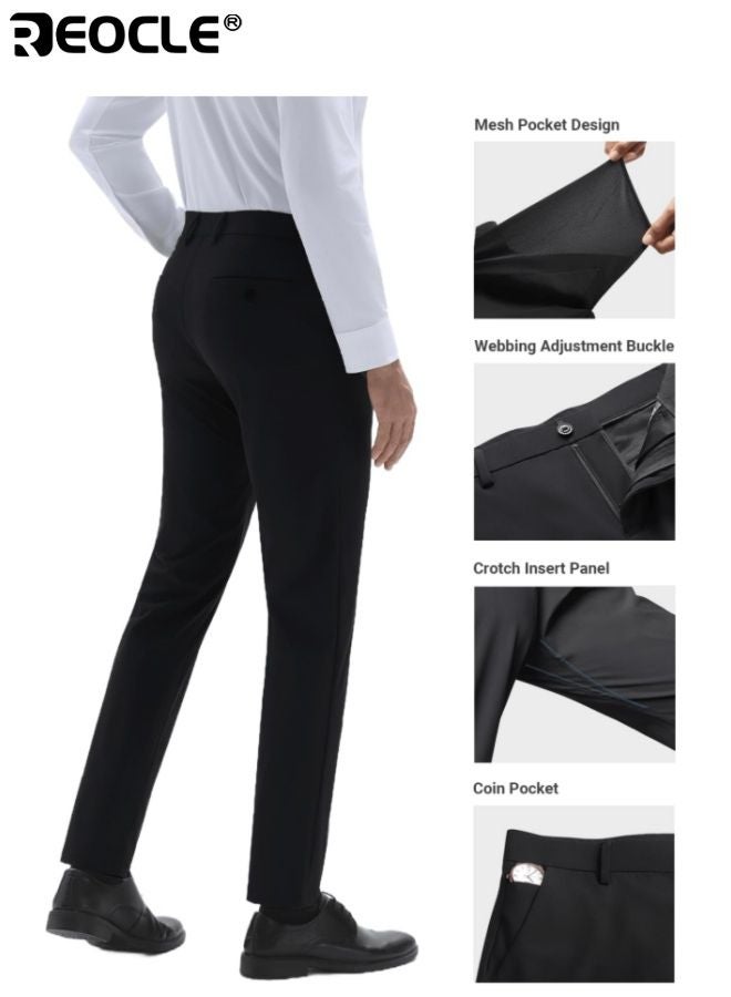 REOCLE Men's Dress Pants with High Stretch and Iron Free Design Business Trousers with Lightweight Breathable Fabric for Golf Work Wear - Image 2