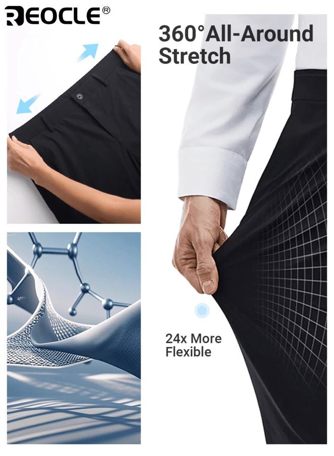 REOCLE Men's Dress Pants with High Stretch and Iron Free Design Business Trousers with Lightweight Breathable Fabric for Golf Work Wear - Image 3