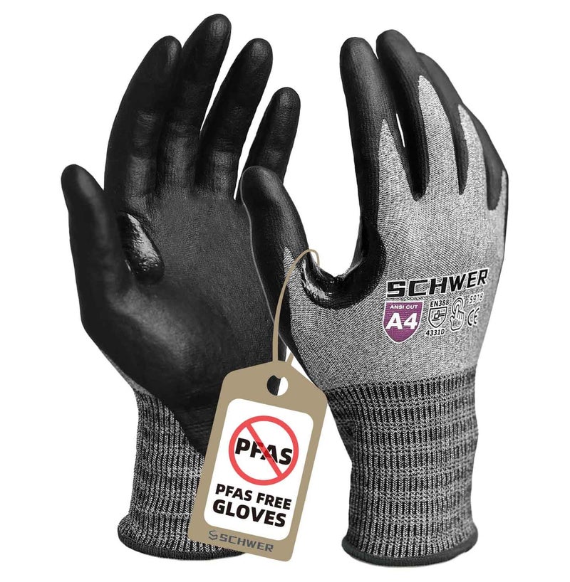Schwer AIR-SKIN Cut Resistant Gloves AR5918 with Extreme Lightweight&Thin  ANSI A4 Wire Metal Gloves for Refined Work  Touch-screen  PFAS Free  3D-Comfort Fit  Breathable  Black 1 Pair (M) - Image 1