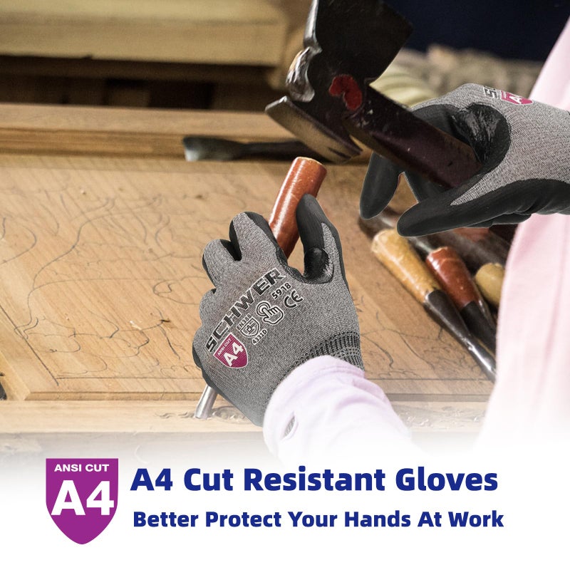 Schwer AIR-SKIN Cut Resistant Gloves AR5918 with Extreme Lightweight&Thin  ANSI A4 Wire Metal Gloves for Refined Work  Touch-screen  PFAS Free  3D-Comfort Fit  Breathable  Black 1 Pair (M) - Image 5