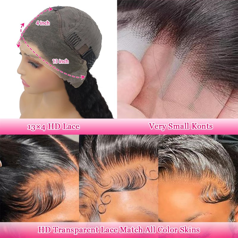Bworto Pixie Cut Short Bob Frontal Wigs Human Hair Pre Plucked Deep Wave 13x4 Hd Lace Front Curly Wigs for Black Wome Natural Black Wig 6 Inch - Image 4