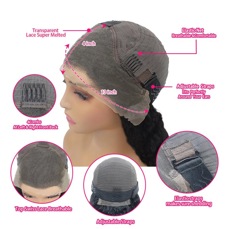 Bworto Pixie Cut Short Bob Frontal Wigs Human Hair Pre Plucked Deep Wave 13x4 Hd Lace Front Curly Wigs for Black Wome Natural Black Wig 6 Inch - Image 3
