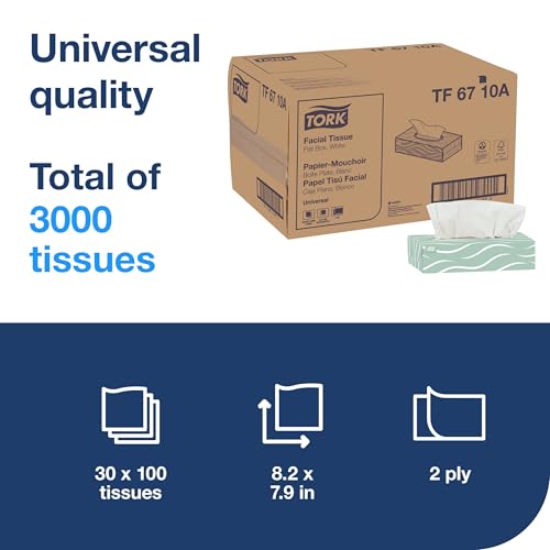 Tork Universal Facial Tissue Flat Box White, Soft, 2-ply, 30 x 100 tissues, TF6710A - Image 2