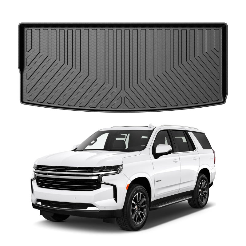 Mixsuper Cargo Liner for Chevrolet TahoeGMC Yukon 20212026 All Weather Cargo Mat Trunk Liner Behind The 3rd Row Seats Black