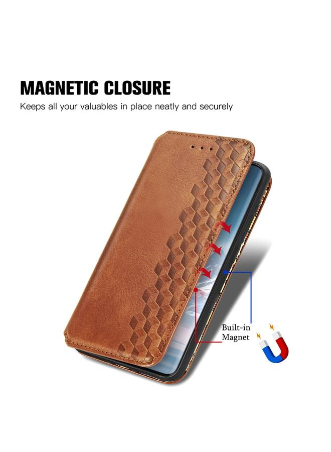 S-TOP Case For Motorola Edge 40 Neo Cubic Grid Pressed Magnetic Leather Phone Case - Image 5