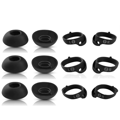 Wiki VALLEY 6 Pairs Replacement Ear Tips for Bose QuietComfort Ultra Earbuds (2023) & Bose QuietComfort Earbuds II (2022) - Anti-Slip Silicone Wingtip Covers Eartip-Black - Image 2