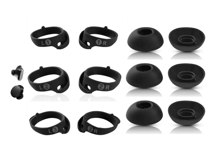 Wiki VALLEY 6 Pairs Replacement Ear Tips for Bose QuietComfort Ultra Earbuds (2023) & Bose QuietComfort Earbuds II (2022) - Anti-Slip Silicone Wingtip Covers Eartip-Black - Image 1