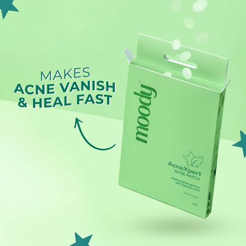 Moody Acnexpert Pimple Patches For Face With Salicylic Acid 05 Hydrocolloid  Green Tea  Hydrocolloid Patch  Acne Removal Acne Pimple Patch  Invisible Facial Stickers Pimple Remover  Reduces Acne 36 nos - Image 2