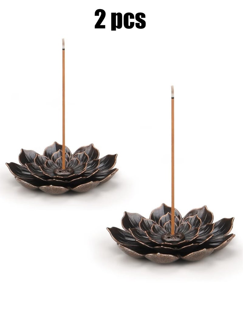 OMEVE 2Pcs Incense Burner , Lotus Stick Incense Holder 6 Incense Holes with Detachable Ash Catcher  - Image 1